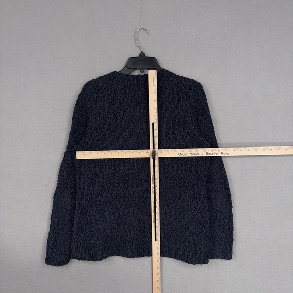 Chicos Sweater Womens 2 Large Blue V Neck Boucle Metallic Knit Pullover Textured - Picture 9 of 12